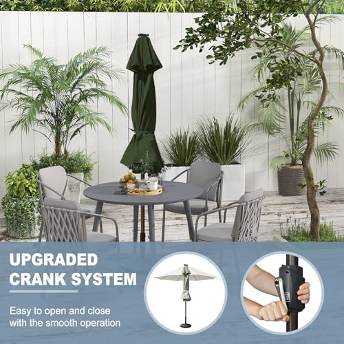 EliteShade USA 10-Year-Non-Fading 10ft Market Patio Umbrella, Commercial Grade Table Sun Umbrella with 80 Solar LED Lights, Crank Open, Windproof & UPF 50+ UV Protection for Garden, Deck, Pool, Backyard, No Tilt, Fern - Image 4