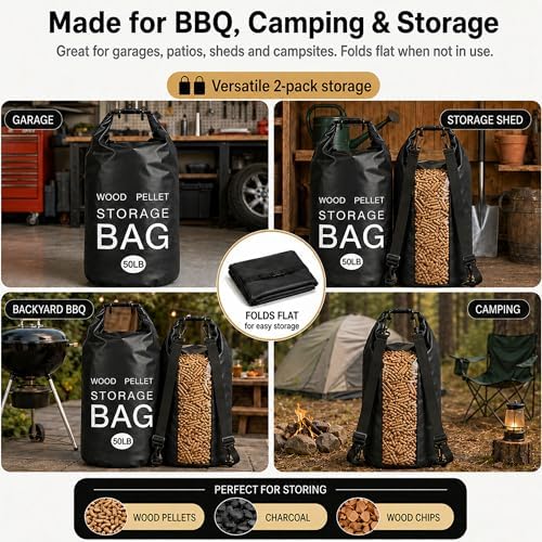 2 Pack 50LB Wood Pellet Storage Containers - Large Charcoal Storage - Image 6