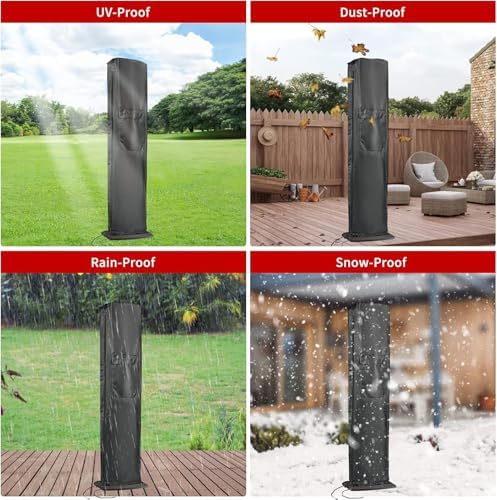 Customized Patio Heater Covers, Waterproof Outdoor Electric Heater Cover with Zipper Heavy Duty Storage Cover for Patio Outside Home Use - Image 5