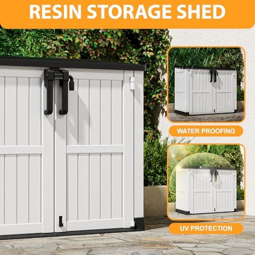 LHBcraft Outdoor Storage Cabinet 36 Cu Ft with Lockable Doors, Portable Horizontal Resin Storage Shed - Easy to Assemble, Waterproof Small Storage Shed with Floor - Image 3