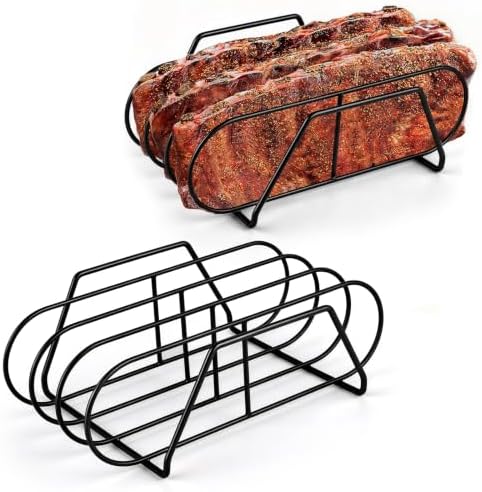 11" Non-Stick Rib Rack for Smoking and Grilling, BBQ Grill 2 Pack by GESTONE