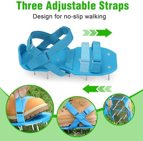 Lawn Aerator Shoes for Grass - Pre-Assembled Grass Aerator Shoes for Lawn - Soil Yard Aerator Tool for Aerating Patio Garden, Blue, Small Size - Image 4