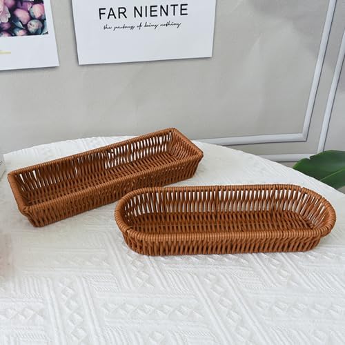 Silverware Organizer Basket, Silverware Basket for Drawer, Small Wicker Bread Cracker Baskets 6 Pack, Stackable Wicker Storage Baskets for Spoons Forks Knives Stationery (Rectangle) - Image 6