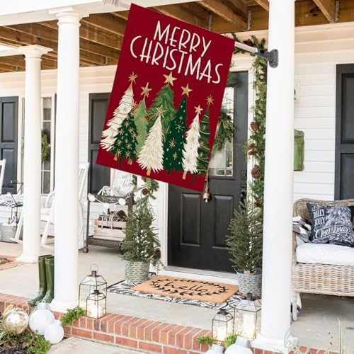 CROWNED BEAUTY Merry Christmas Trees House Flag for Outside 28x40 - Image 3