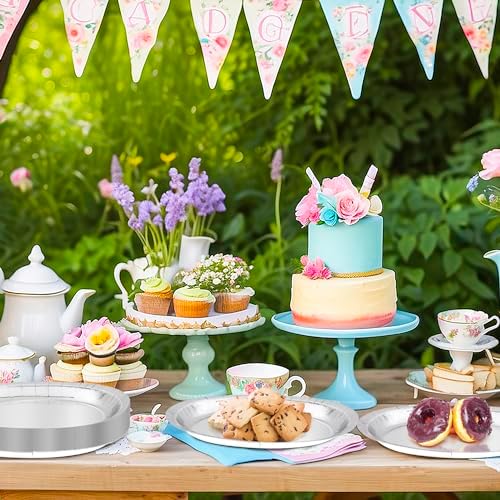 50 Pack Silver Foil Paper Plates, 12.2" X 10.2" Disposable Party Plates - Image 7