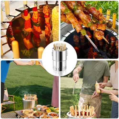 Stainless Smokeless Charcoal Grills Surround Charcoal Barrel Grill 360° Smokeless Outdoor Barbecue Grill for Travel for Travel, Outdoor Cooking and BBQ, Camping Grill Picnic Patio Backyard - Image 6
