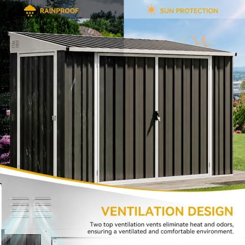 DWVO 7x4ft Outdoor Storage Shed with 3 Lockable Doors - Image 6