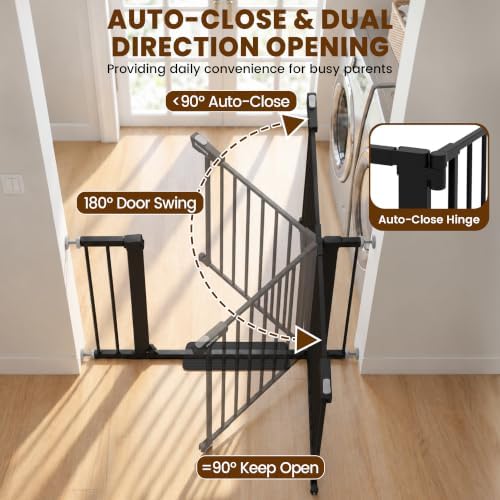 Mumeasy 29.7-40.6" Baby Gate for Stairs, Auto Close Dog Gate for Doorways - Image 5