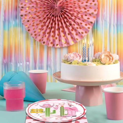 40PCS Pink Western Cowgirl Birthday Party Decoration Western Paper Dessert Plates and Napkins Set Cowgirl Birthday Party Decorations for Girls Cowboy Birthday Baby Shower - Image 6
