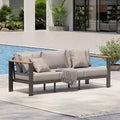 Aluminum Outdoor Patio Furniture, 3 Seats All-Weather Outdoor Patio Sofa with Washable Thick Cushion, Patio Sofa Couch for Porch, Balcony, Deck, Yard, Gray by Oasbira