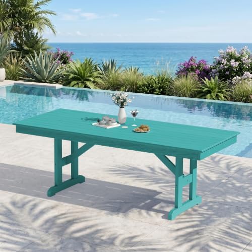 KINGYES Outdoor Dining Table,84'' HDPE Patio Table with Umbrella Hole,Aruba by KINGYES