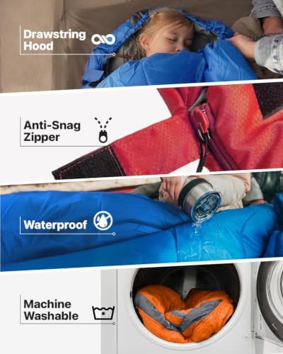 MalloMe Sleeping Bags for Adults Cold Weather & Warm - Backpacking Camping Sleeping Bag for Kids 10-12, Girls, Boys - Lightweight Compact Camping Essentials Gear Accessories Hiking Sleep Must Haves - Image 4