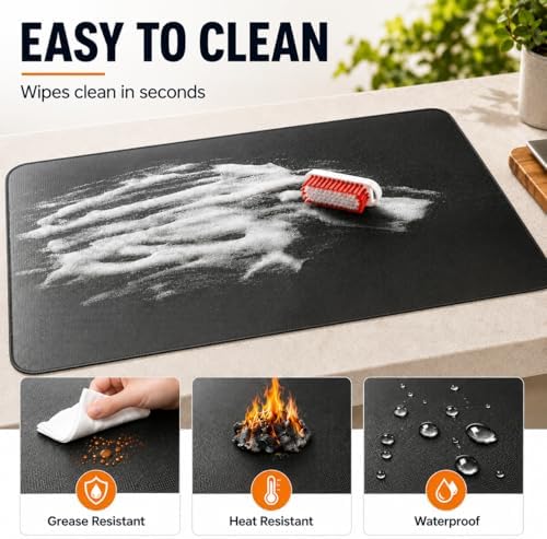 FLASLD Fireproof & Waterproof Under Blackstone Griddle BBQ Mat, Heat Resistant Grill Mats for Outdoor Grill to Protect Your Prep Table and Outdoor Grill Table (Black,24 x 36in) - Image 2