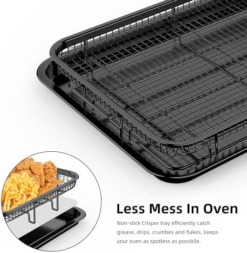 OPENICE Large Air Fryer Basket for Oven with 30 PCS Parchment Paper, Black - Image 4