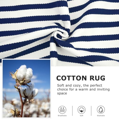 IOHOUZE 2.3x3.6 Striped Outdoor Doormat, Washable Door Rug, Navy White - Image 4
