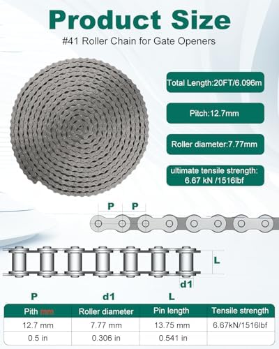 #41 Roller Chain for Gate Openers 20 Feet Carbon Steel Chains - Image 2
