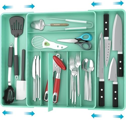 Simple Houseware Expandable Kitchen Drawer Flatware Organizer, Turquoise by SimpleHouseware