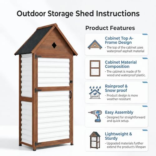 70" Tall Weatherproof Outdoor Storage Cabinet, Vertical Garden Shed - Image 4