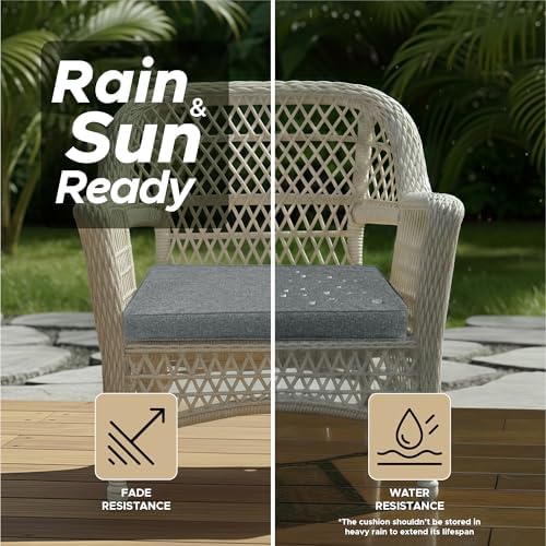 Outdoor Chair Cushions, Chair Pads, Set of 6, 17 x 16 in, Dark Grey - Image 3