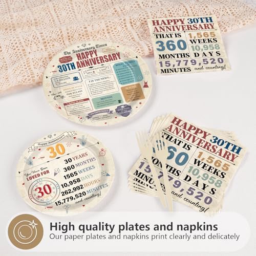 96 Pcs Happy 30th Anniversary Party Decorations, Serves 24 - Image 4