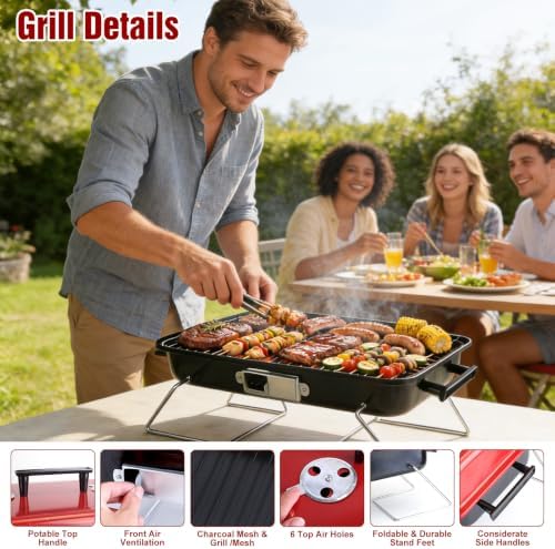Portable Charcoal BBQ Grill, Foldable BBQ Grill - Image 2