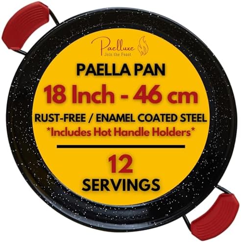 Paelluxe Paella Pan Enameled No-Rust Steel Skillet - 18 Inch, 12 Servings by Paelluxe