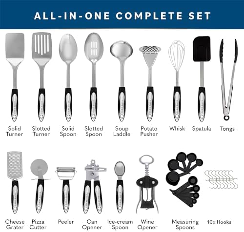 Home Hero Stainless Steel Kitchen Utensils Set - Heat-Resistant Silicone & Nonstick Tools - Durable Stainless Steel Kitchen Gadgets - Complete Kit Measuring Cups & Spoons - 41-Piece Set - Image 2