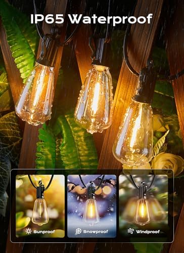 Brightown Outdoor String Lights, 50FT 25+2 LED ST38 LED Patio Lights Shatterproof, Dimmable IP65 Waterproof Connectable Hanging Outdoor Light for Backyard, Porch, Deck, Balcony - Image 3