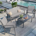 Shintenchi 4 Pieces Patio Furniture Set All Weather Textile Fabric Outdoor Conversation Set, with Glass Coffee Table, Loveseat, 2 Single Chairs for Home, Garden, Lawn, Porch（Silver） by Shintenchi%7CFurnitureMadeforRealLife