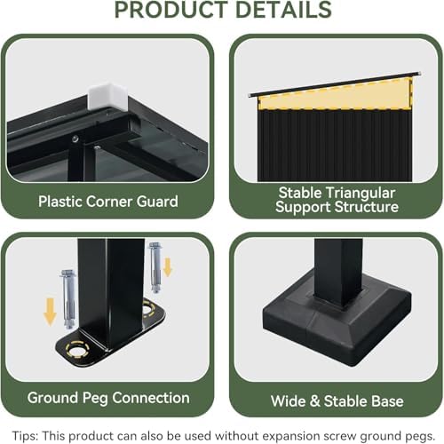 Aoxun 6x6FT Outdoor Shed Grill Shed with Solar Light, Black - Image 5