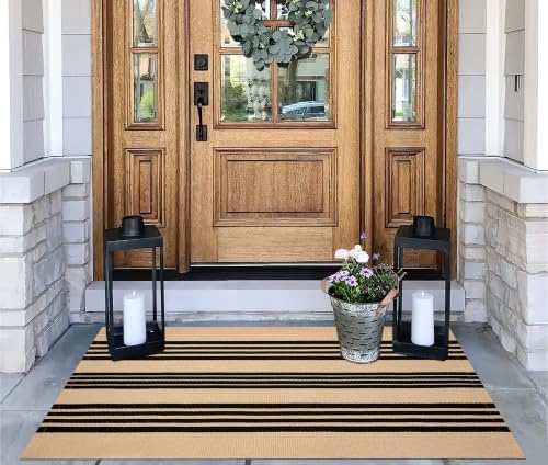 Fall Striped Outdoor Rug 2.3'x3.6',Washable Layered Doormat Porch Decor - Image 5