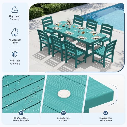 KINGYES Outdoor Armless Dining Chairs Set of 4,HDPE Patio Chairs,Aruba - Image 3