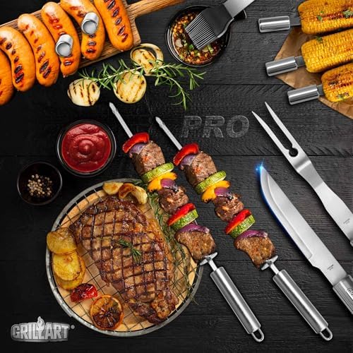 GRILLART BBQ Grill Utensil Tools Set Reinforced BBQ Tongs 19-Piece Stainless-Steel Barbecue Grilling Accessories w/Aluminum Storage Case -Complete Outdoor Grill Kit for Dad, Birthday Gift for Man Dad - Image 6