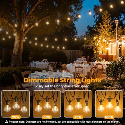 G40 LED Outdoor String Lights, 100FT Waterproof IP65 Hanging Patio Lights - Image 5