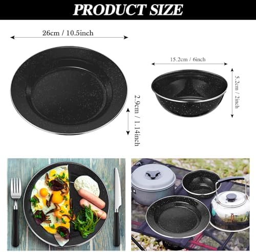 Nuogo 12 Pcs Enamel Camping Tableware Set Dinnerware Kit - Image 3