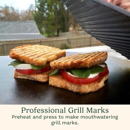Cuisinart XL Cast Iron Grill Press, 10" x 10" Heavy-Duty Nonstick Smash Burger Steak Press with Wooden Handle, Perfect Grill Accessory Ideal for Grilling, Paninis, and BBQs, Rectangle (Pack of 4) - Image 5
