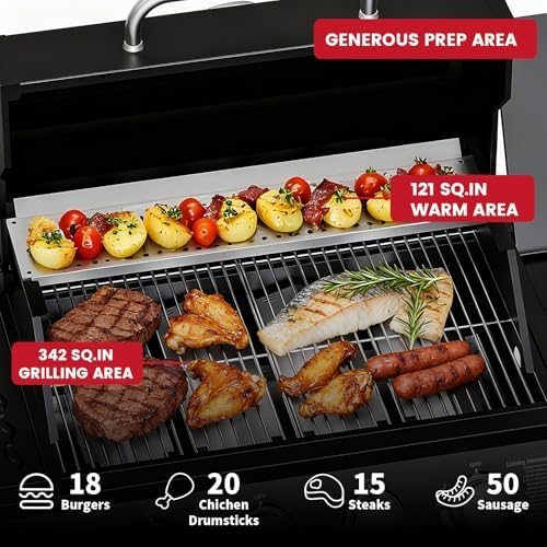 4-Burner Propane Gas Grill, 40000 BTU Stainless Steel Outdoor BBQ - Image 4