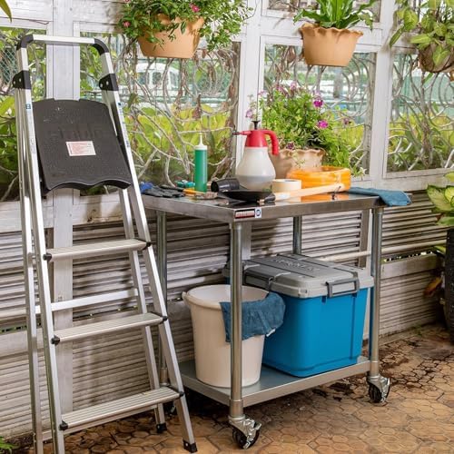DuraSteel 24x30 NSF Stainless Steel Cart Work Table - Heavy Duty Rolling Food Prep Table Countertop Island - Metal Utility Cart on Wheels Caster, Grill Stand Storage Outdoor Kitchen Tables Bar Top - Image 2
