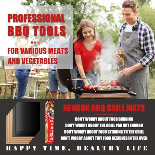 Set of 8 Grill Mats for Outdoor Gas Grill, 15.75 x 13 Inch - Image 2