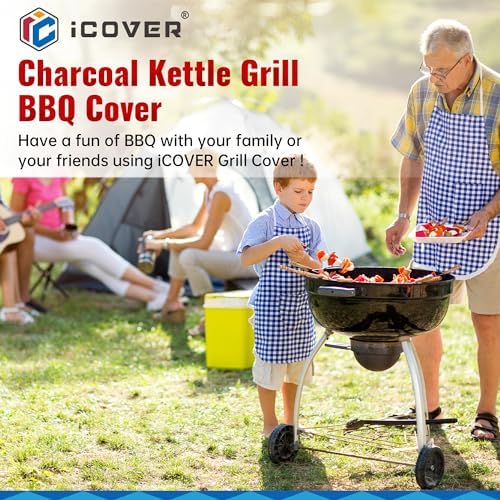 iCOVER Round Grill Cover, 29" Dia x 38" H Dome Smoker Cover, Waterproof Charcoal Kettle Grill Cover, UV Resistant BBQ Cover, Outdoor Barbecue Cover for Weber Char-Broil, Brinkmann and More - Image 6