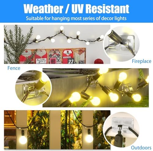 Hooks for Outdoor String Lights, 30Pcs Heavy Duty Clear Outdoor Light Clips - Image 6