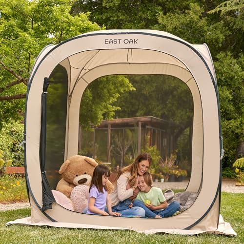 East Oak Pop up Screen Tent with Mosquito Netting, Portable Screen House Canopy Shelter, 6 x 6 FT Instant Screen Gazebo & UPF 50+ UV Protection for Patio, Backyard, Deck & Outdoor Activities, Beige - Image 6
