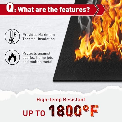 kanhiro 40x40 Inch Large Welding Blanket Fireproof Pad - 5mm Thickened Fire Resistant Carbon Felt Cloth, Flame Retardant Fabric, Heat Shield for Grill Cover, Soldering, Firepit, Smoker - Image 3