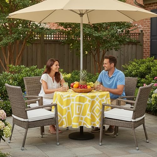 LUSHVIDA Moroccan Round Outdoor Tablecloth with Umbrella Hole 60 Inch - Image 2