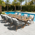 LayinSun 10 Pieces Outdoor Patio Dining Set, Aluminium Rectangular Dining Table and Wicker Rattan Chairs Set for Outside Backyard, Poolside by LayinSun