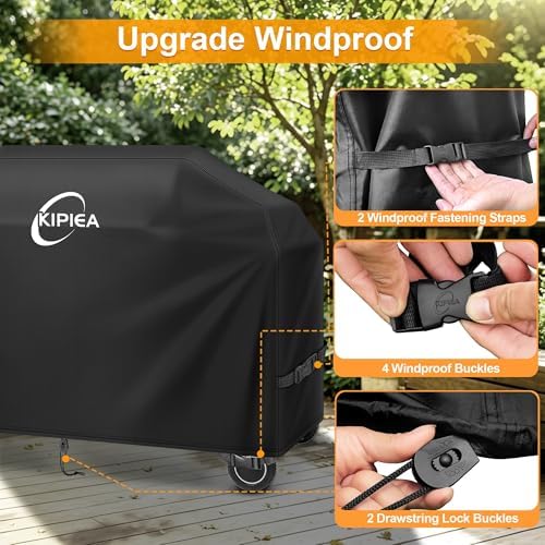 Kipiea 600D Heavy Duty Grill Cover for Traeger Ironwood XL/Timberline XL, Waterproof Wood Pellet Smoker Cover with Windproof Buckles, Pellet BBQ Grill Covers for Outside Anti-UV, No Tear, No Fading - Image 5