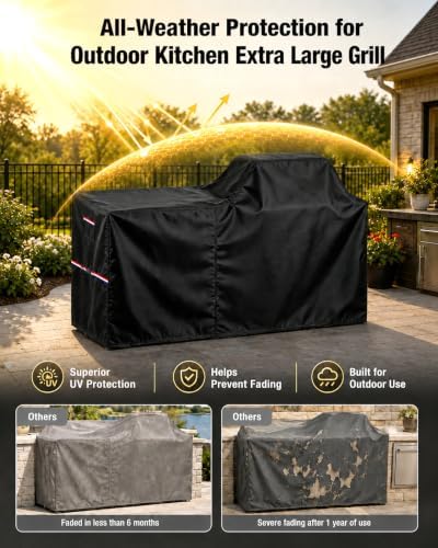 86 Inch Extra Large Grill Cover Island with Left/Right Grill Head 600D - Image 4