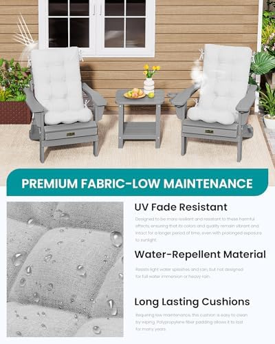 SERWALL HDPE Outdoor Rocking Chair Cushion Set of 2, Gray - Image 5