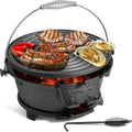 IronMaster Hibachi Grill, 100% Cast Iron, Tabletop Small Portable Charcoal Grill for Outdoor Camping - 2 Heights, Air Control, Coal Door, Ideal for 2 People by IronMasterGrills
