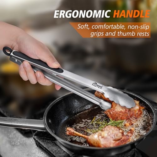 Hotec Tongs for Cooking Premium Stainless Steel Kitchen Tongs Set of 2-9" - Image 5